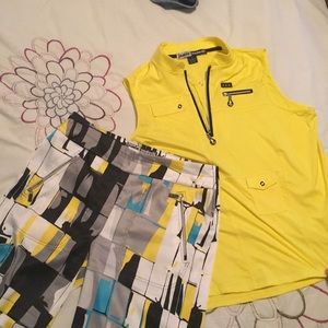 JAMIE SADOCK sleeveless yellow gold top & shorts